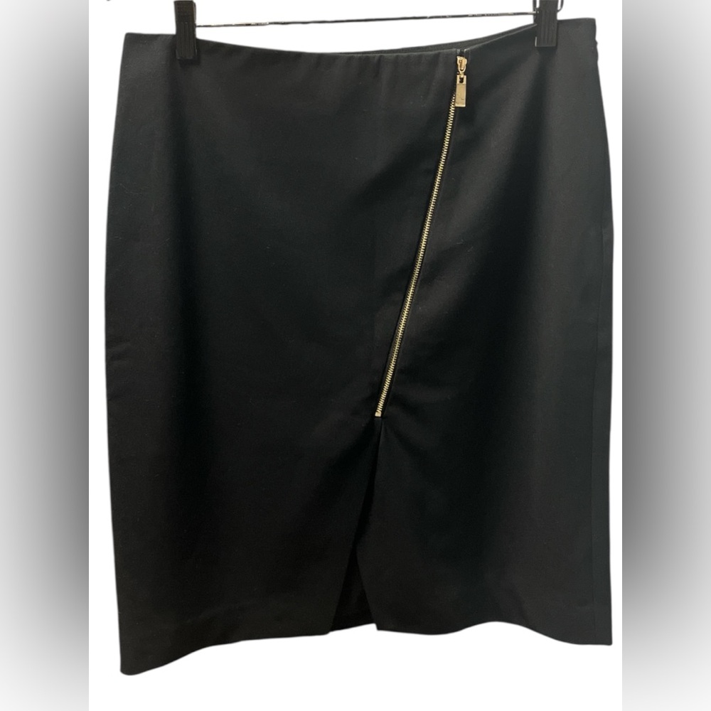 Vince Camuto Black Midi Skirt with Gold Zipper